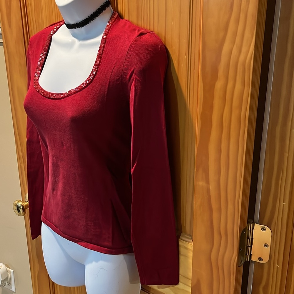 INC International Concepts Sweater with Beaded Neckline - Picture 6 of 11